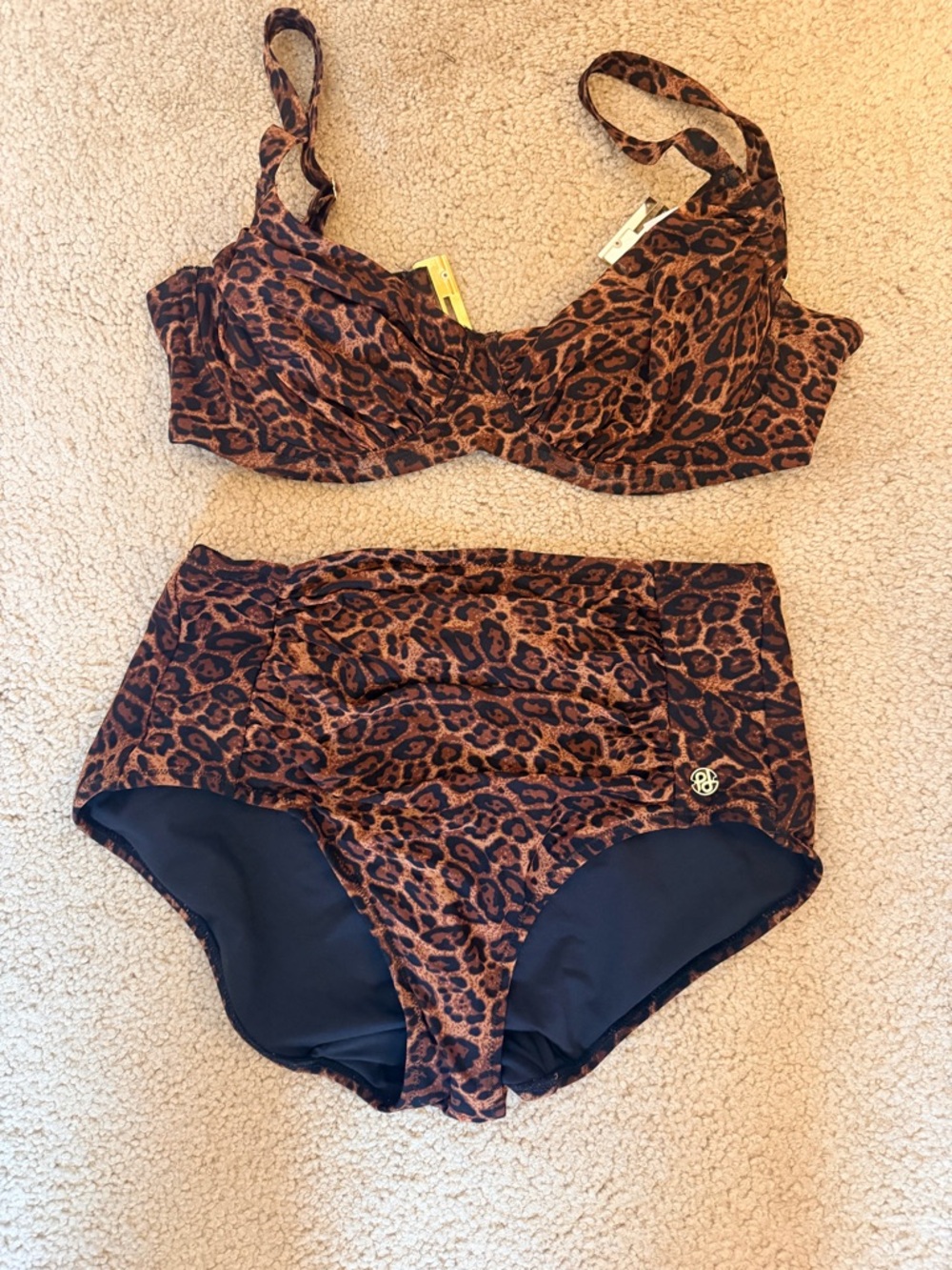 Leopard High-Waist Bikini Set - Brown